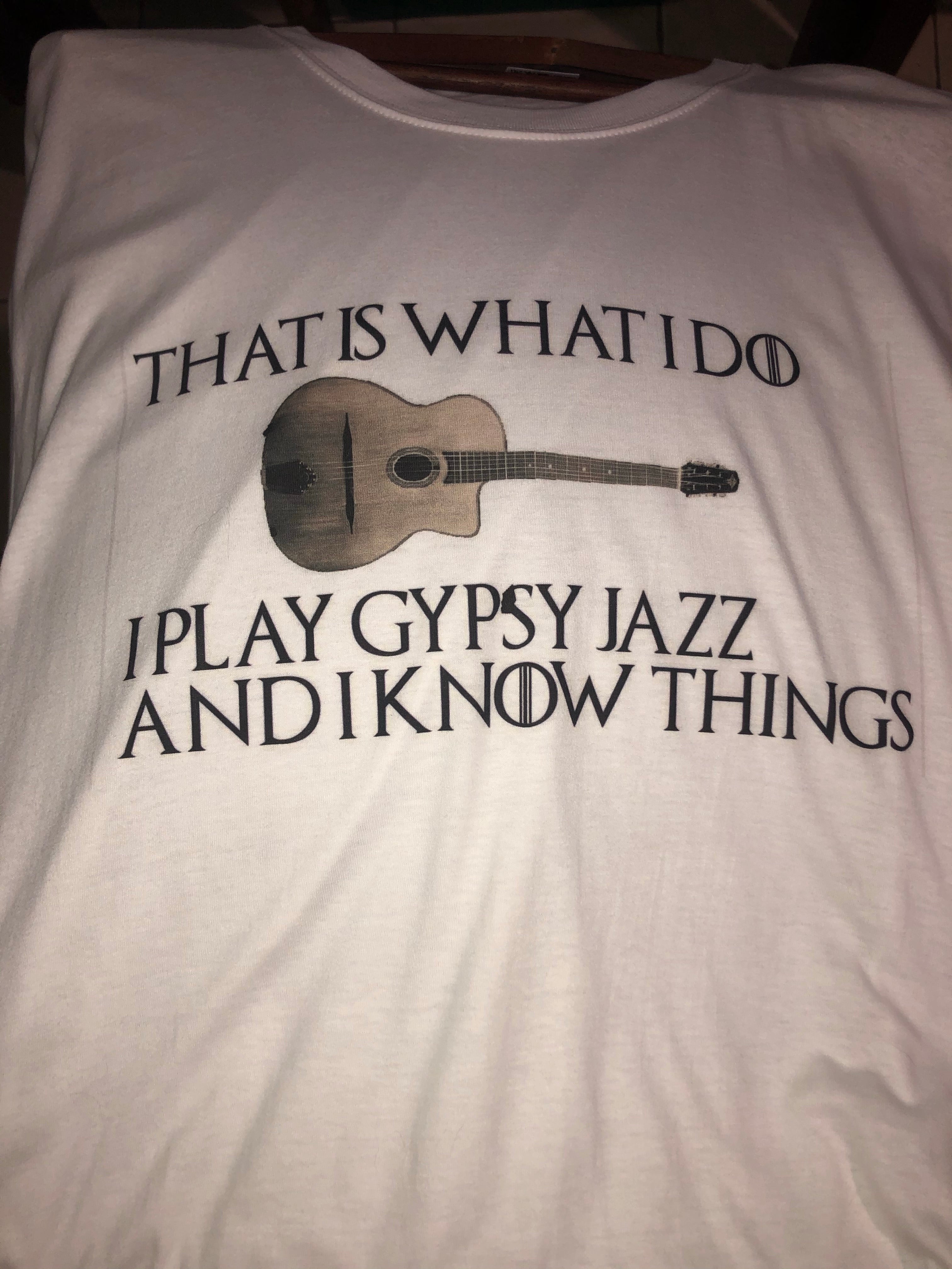 Gypsy Jazz meets Game of Thrones T Shirt (this item has free delivery with orders over $55)